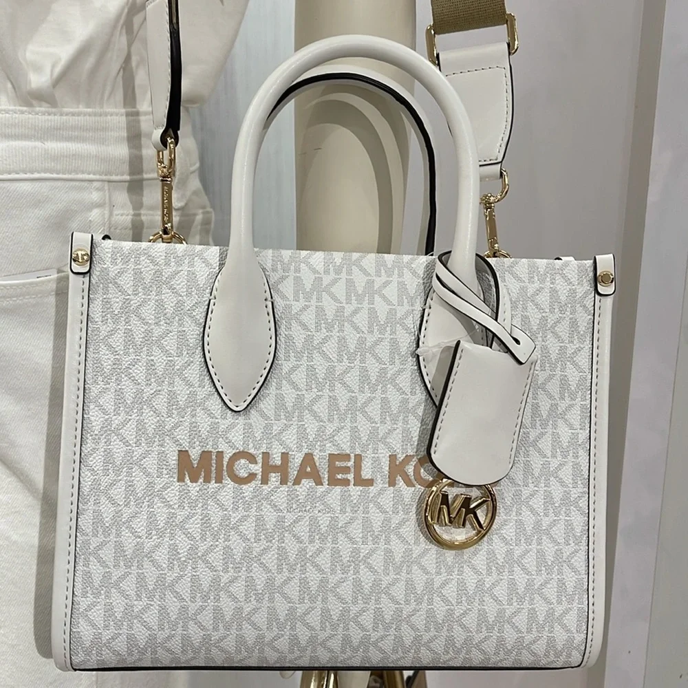 Michael Kors Mirella Small Signature Logo Shopper Top Zip Crossbody XBODY Bag MK
